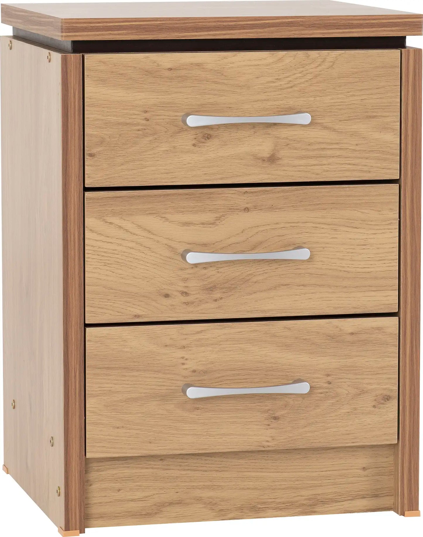 Charles 3 Drawer Bedside Oak Effect Veneer 2021  01
