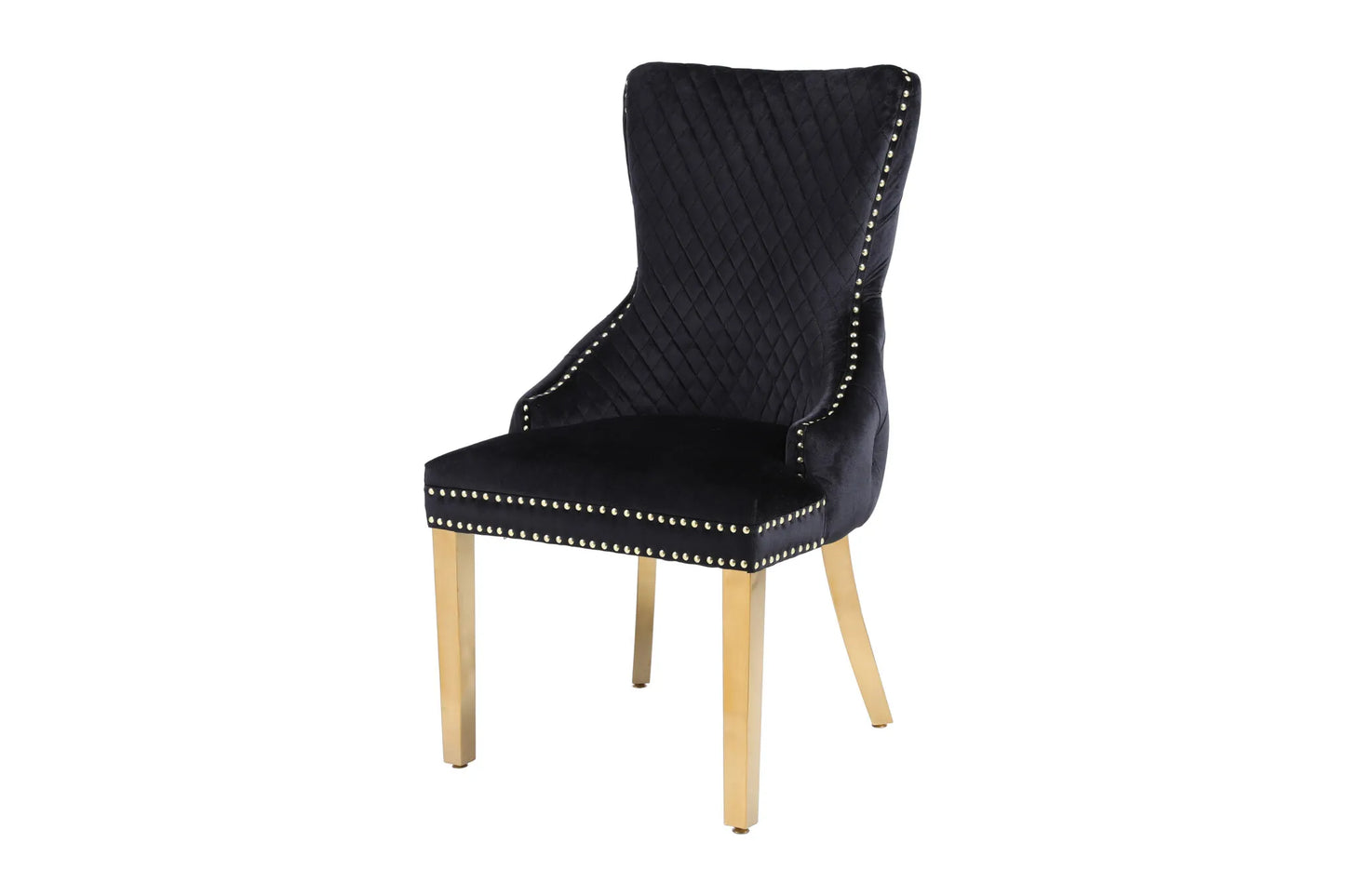 Victoria Black & Gold Lion Knocker Dining Chair (Set of 2)