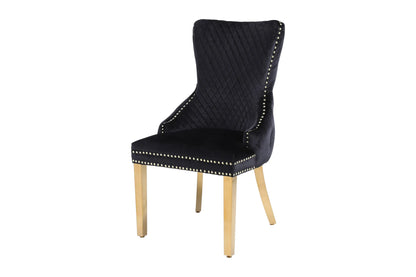 Victoria Black & Gold Lion Knocker Dining Chair (Set of 2)