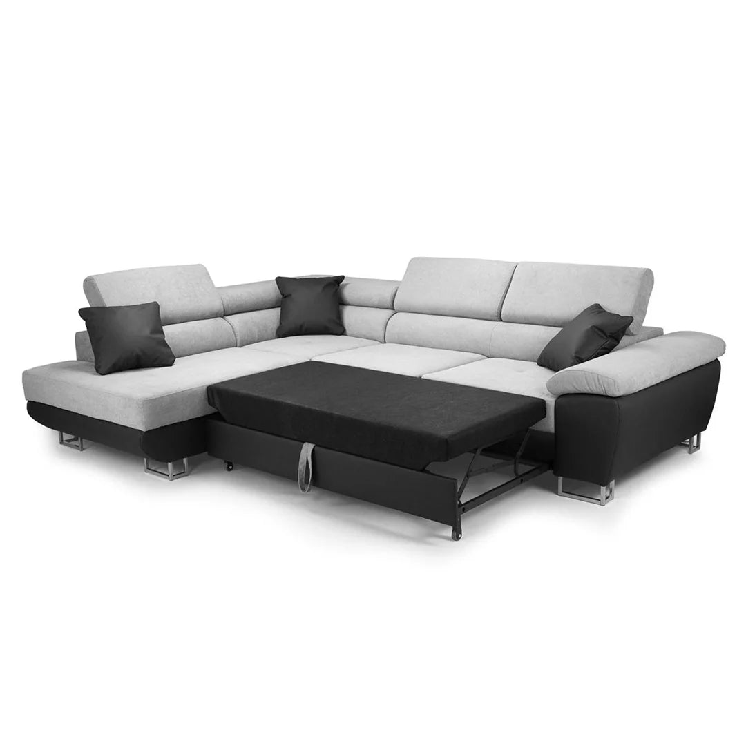 Anton Sofabed Corner Sofa Bed With Storage Box Grey/Black