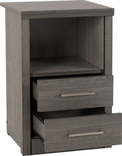 Lisbon 2 Drawer Bedside Black Wood Grain 2020  02