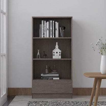 Stora 3 Shelf Bookcase 120cm With Bottom Drawer - Rustic Oak