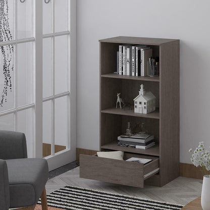 Stora 3 Shelf Bookcase 120cm With Bottom Drawer - Rustic Oak